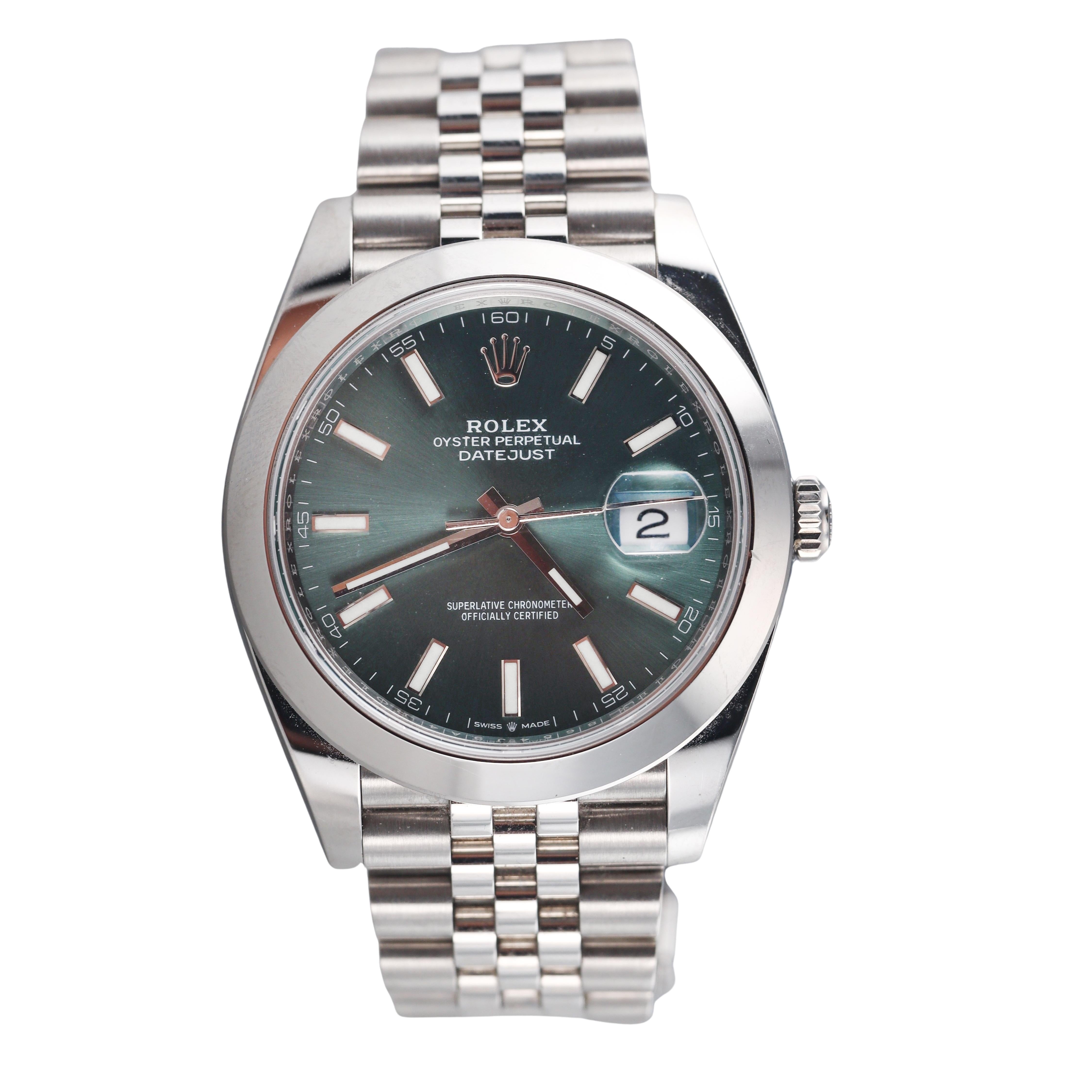 Rolex Datejust 41 Mint Green Dial Steel Automatic Watch 126300