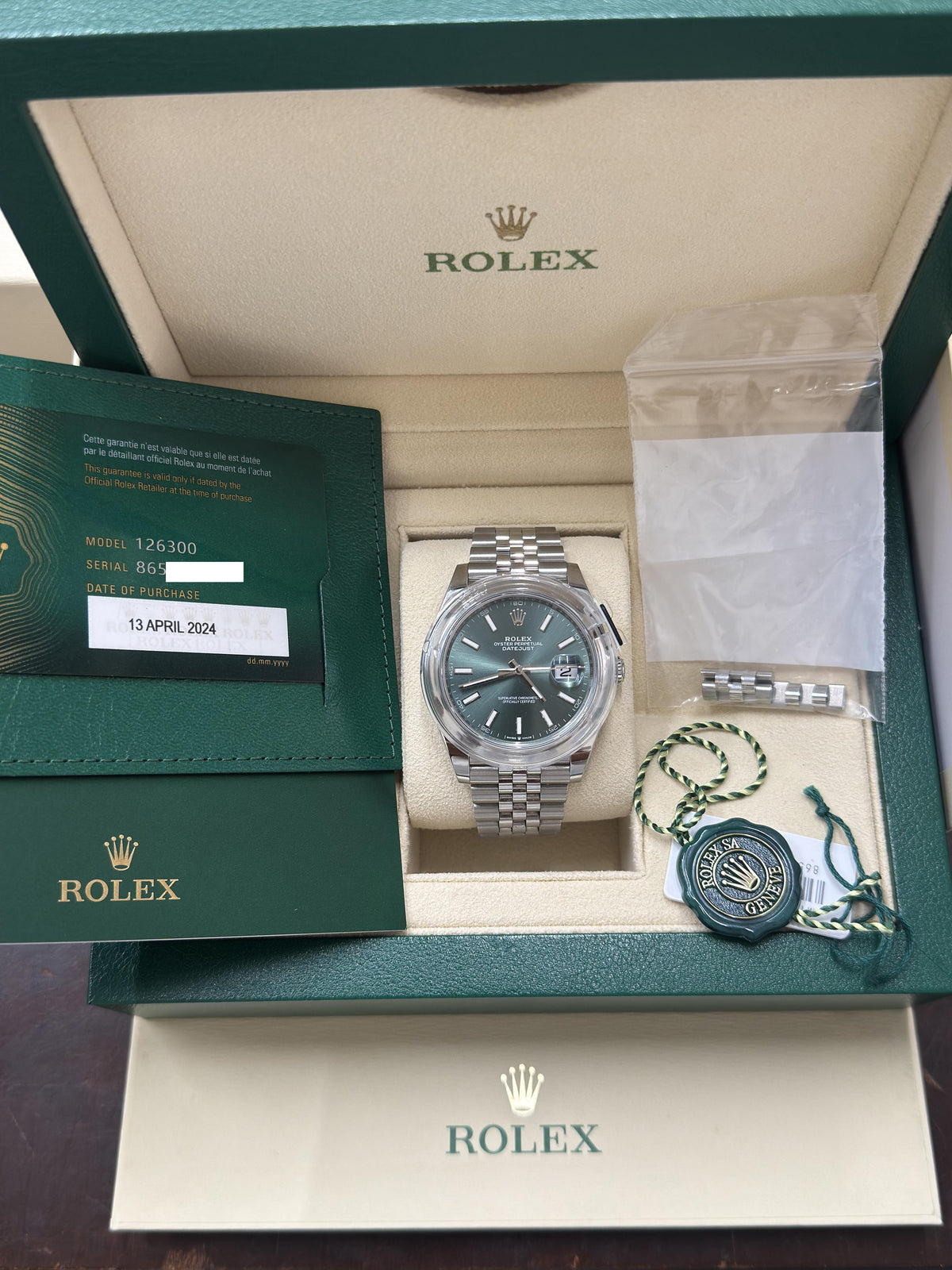 Rolex Datejust 41 Mint Green Dial Steel Automatic Watch 126300