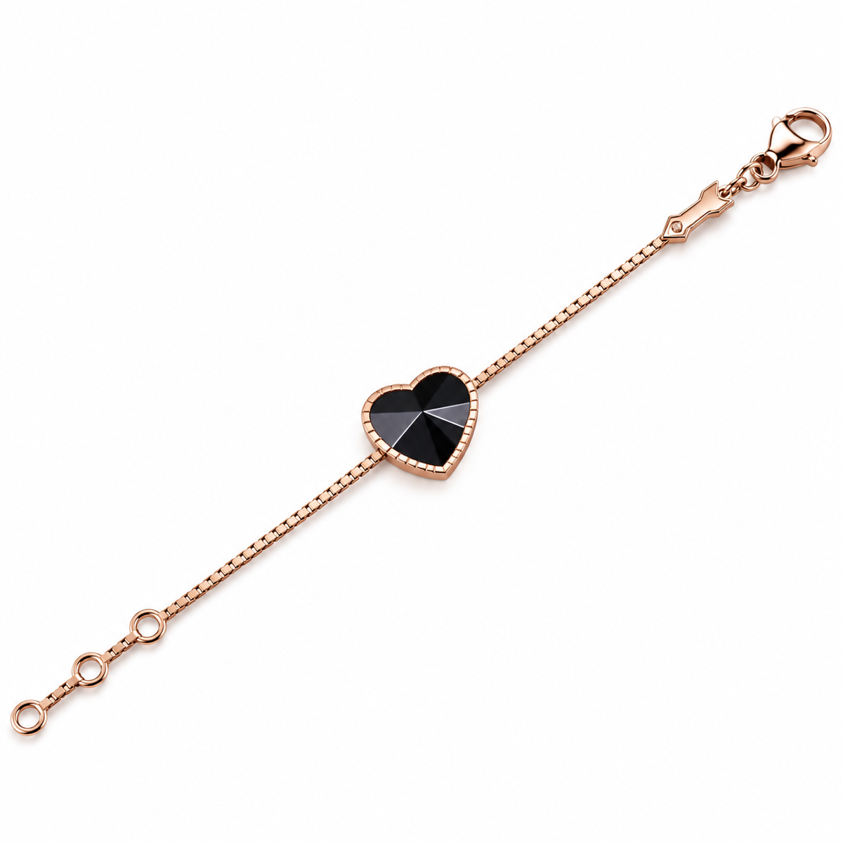 Baccarat Rose Gold Vermeil Sterling Silver Crystal Heart Chain Bracelet