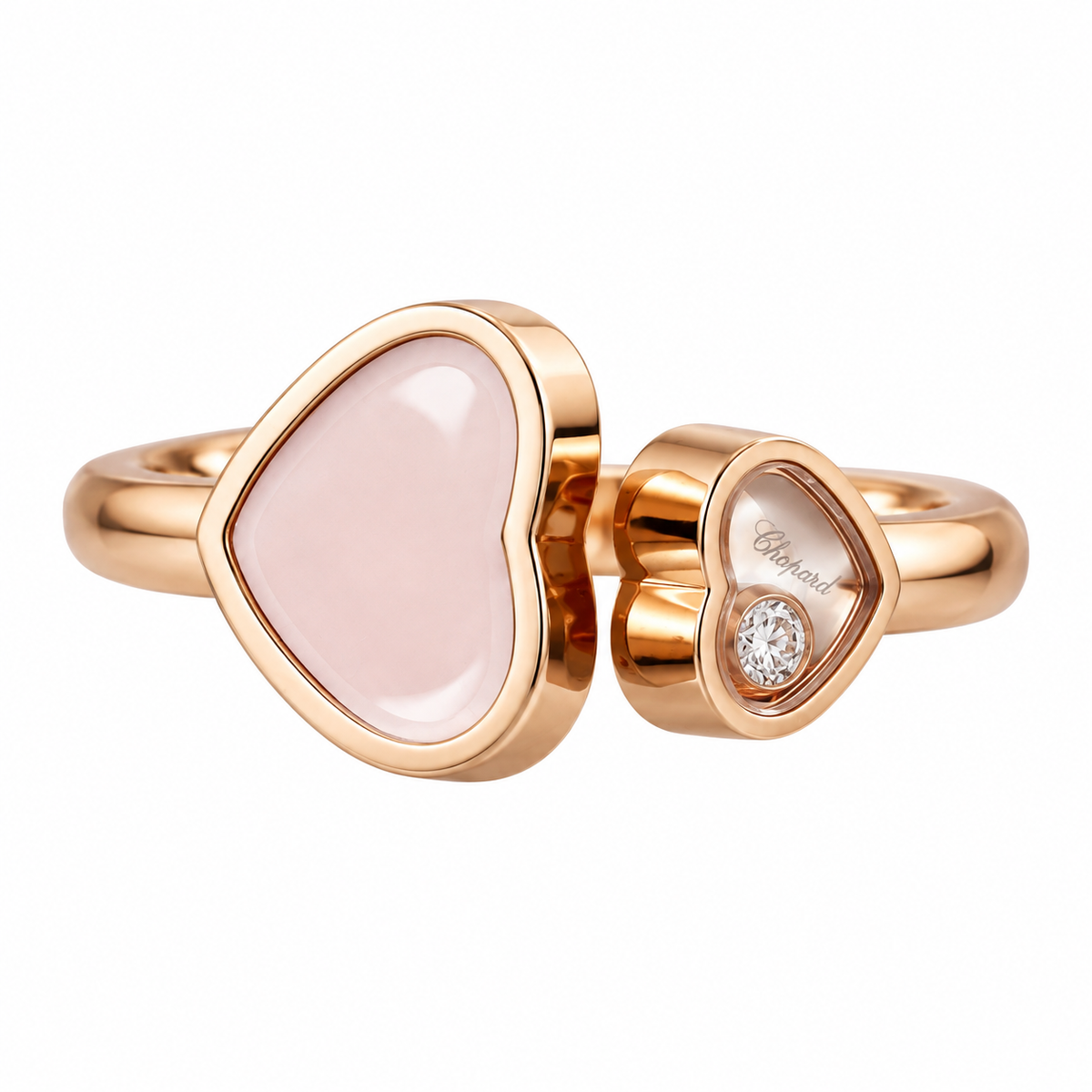 Chopard Happy Hearts Rose Gold Diamond Pink Opal Ring N829482-5610