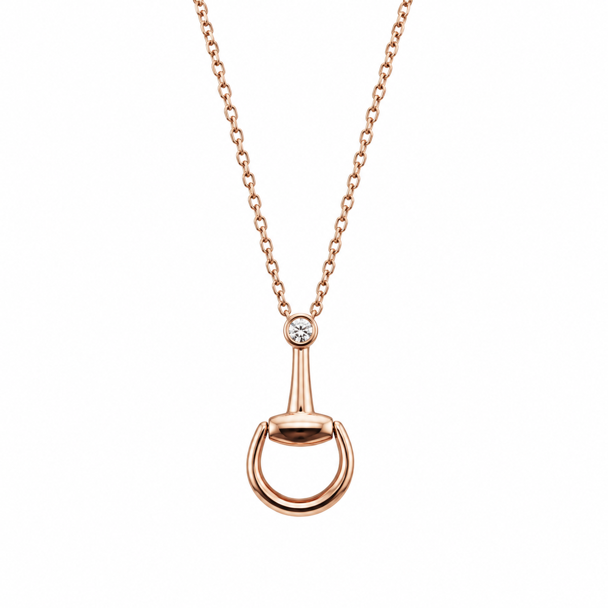 Gucci Horsebit 18K Rose Gold Diamond Pendant Necklace
