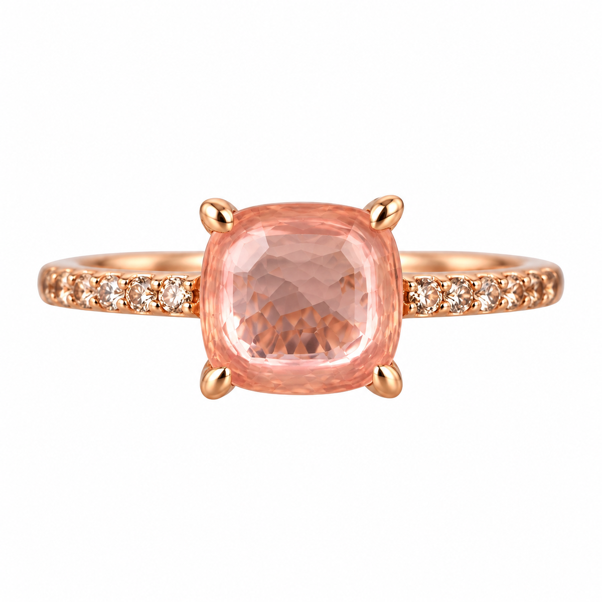 Pomellato Baby 18k Gold Rose Quartz Diamond Ring