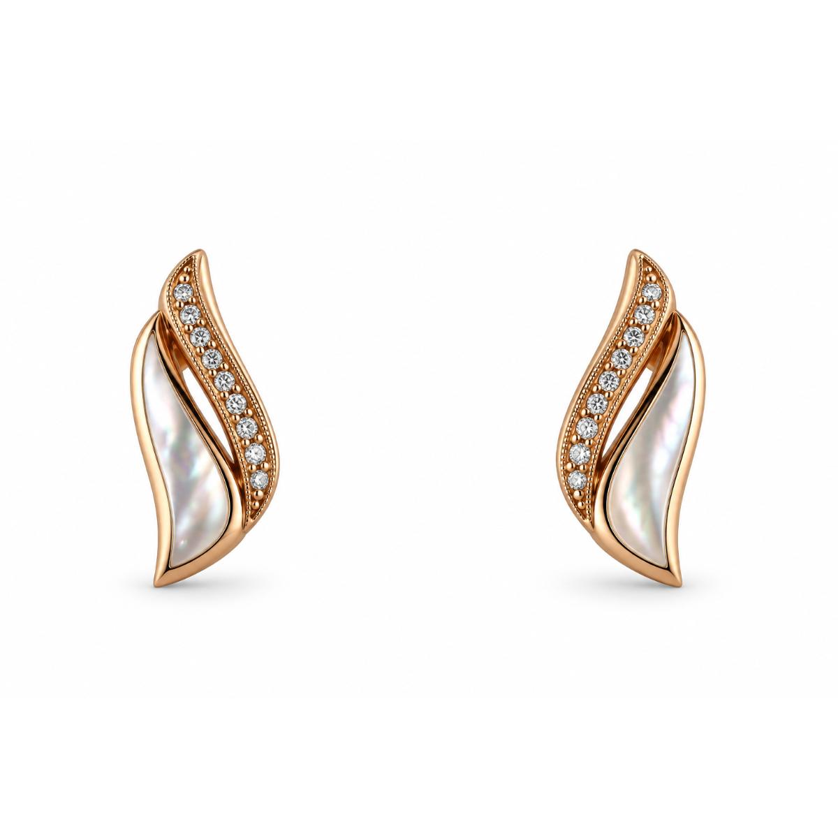 Kabana 14K Yellow Gold White Mother of Pearl Diamond Earrings