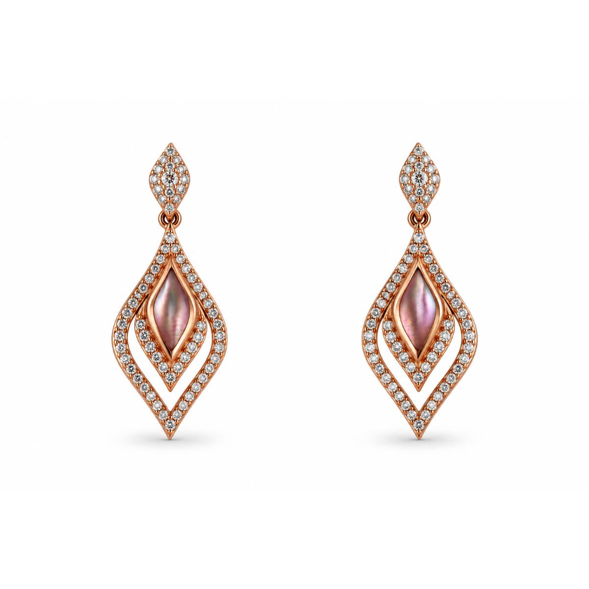 Kabana 14K Rose Gold Mother of Pearl Diamond Drop Earrings