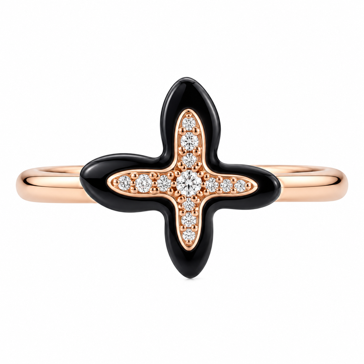 Mimi Milano Freevola Diamond Onyx Gold Butterfly Ring