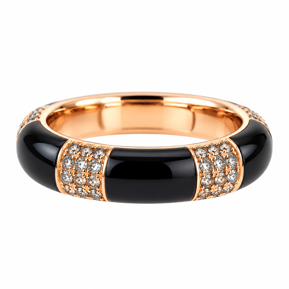 Bucherer Gold Fancy Brown Diamond Enamel Band Ring