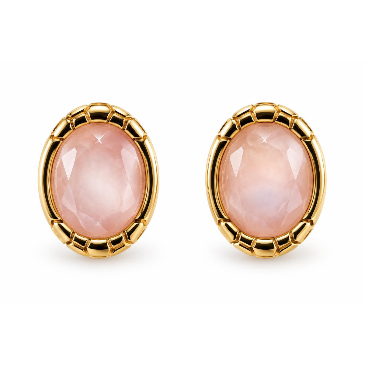 Asch Grossbardt Mother of Pearl Crystal Gold Earrings