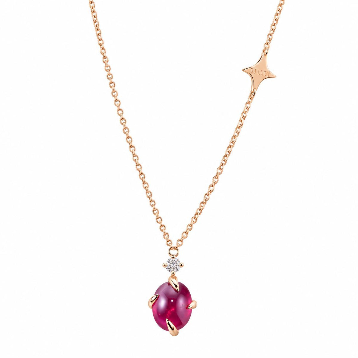 Mimi Milano Rose Gold Red Quartz Diamond Pendant Necklace