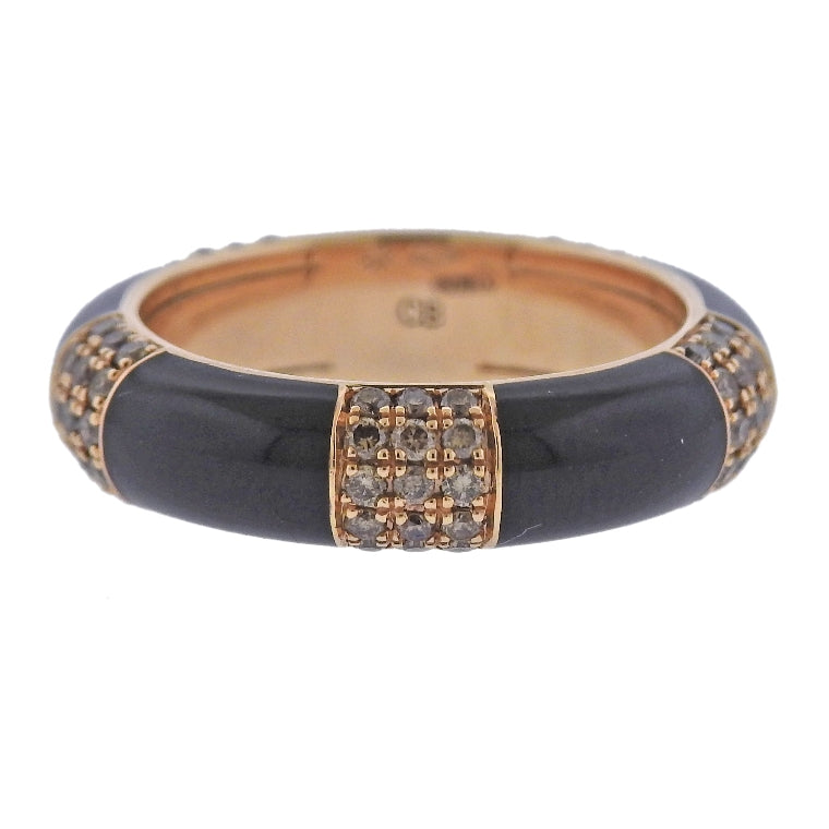 Bucherer Gold Fancy Brown Diamond Enamel Band Ring