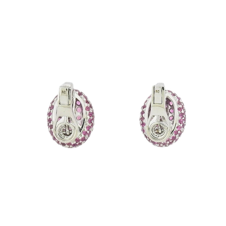 18k Gold Roberto Coin Pink Sapphire Oval Earrings