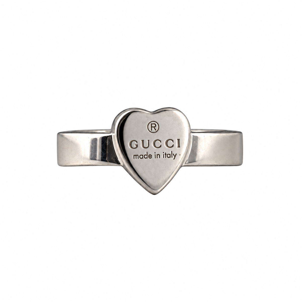 Gucci Trademark Sterling Silver Heart Ring