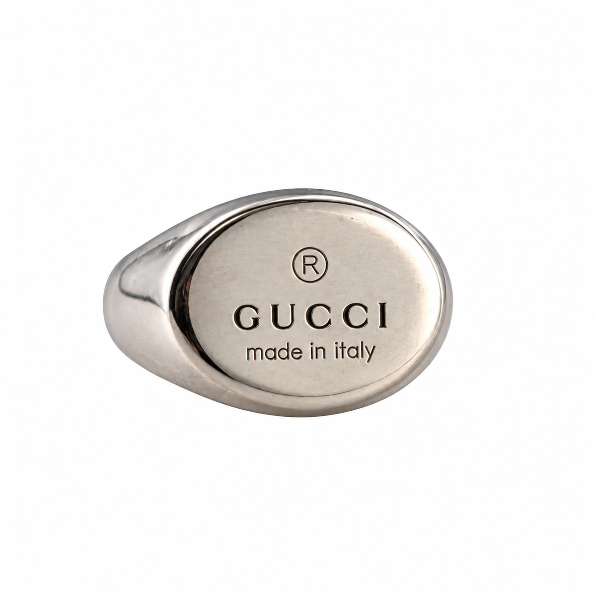 Gucci Trademark Chevalier Sterling Silver Oval Ring