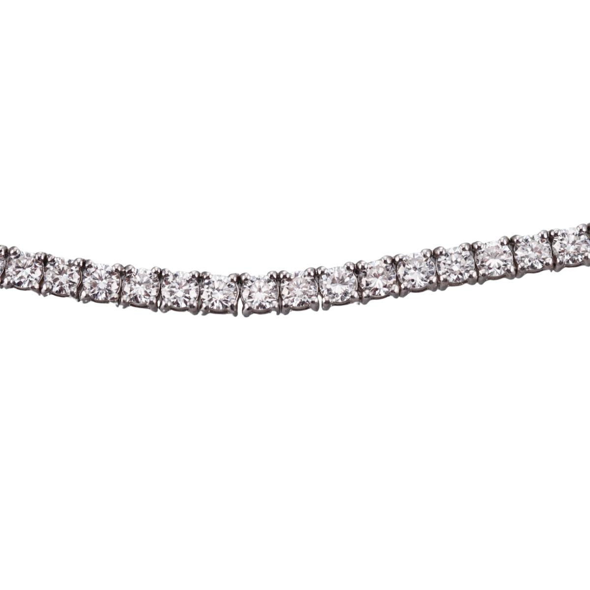 Solid 10k Gold Lab Grown 26.55ctw Round Diamond Tennis Necklace