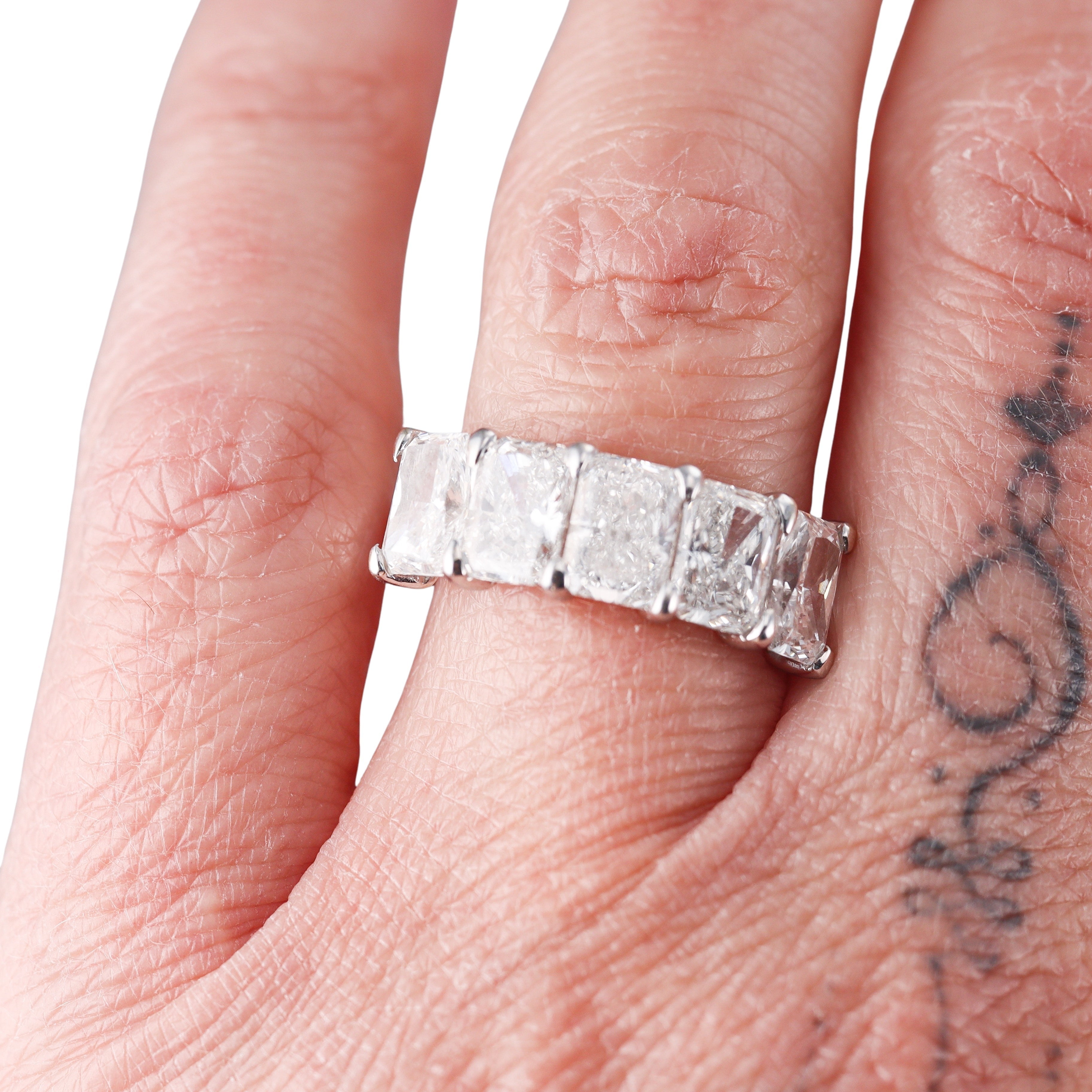 Solid 14k Gold Lab Grown 5.15ctw Radiant Cut Diamond Wedding Band Ring