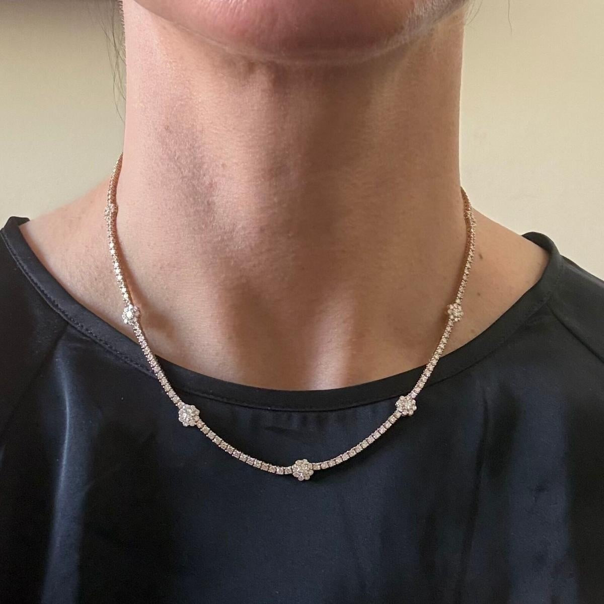 Solid 14k Gold Lab Grown 5.50ctw  Tennis Diamond Necklace