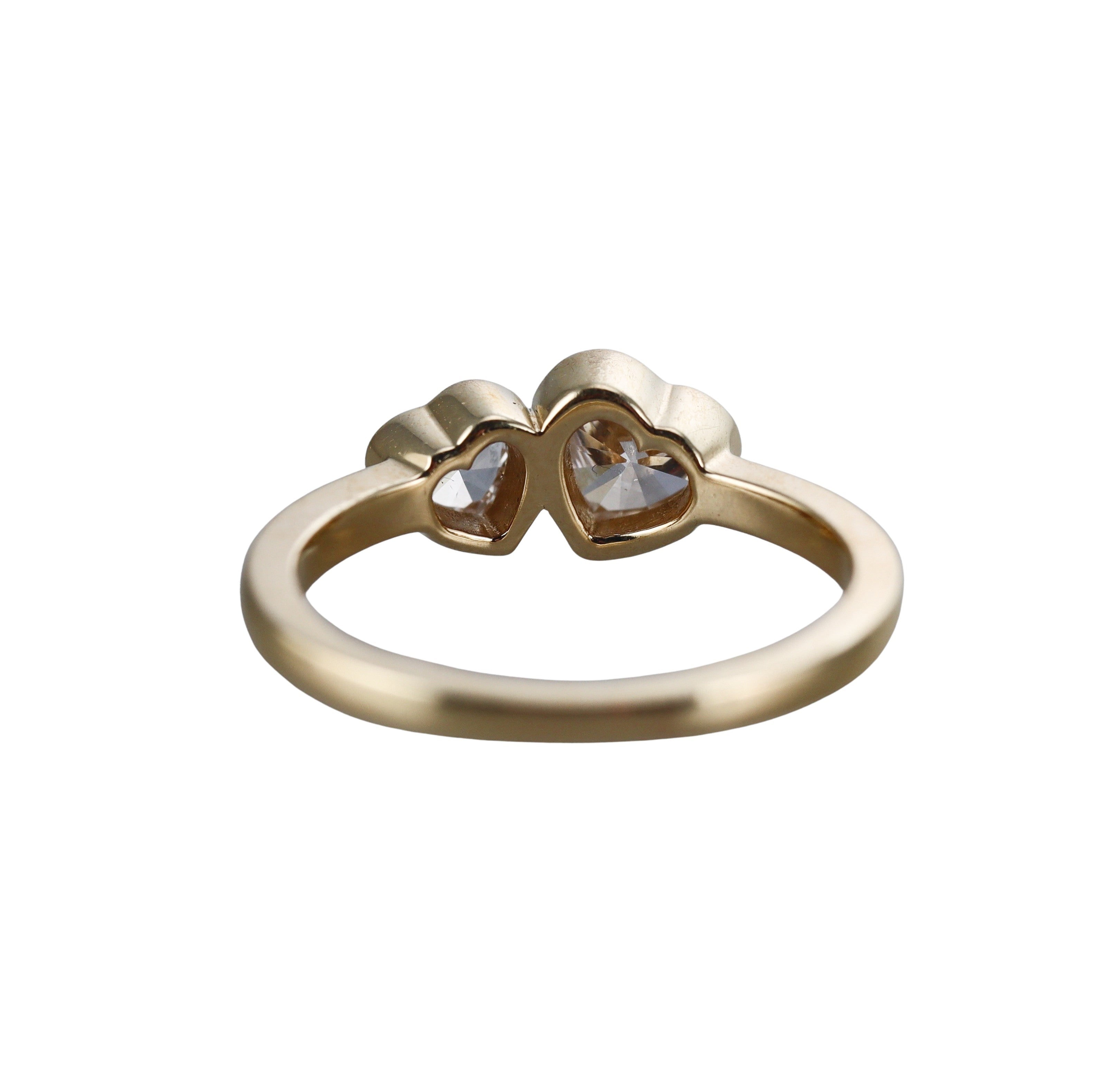 Solid 14k Gold Lab Grown Diamond Toi et Moi Heart Ring