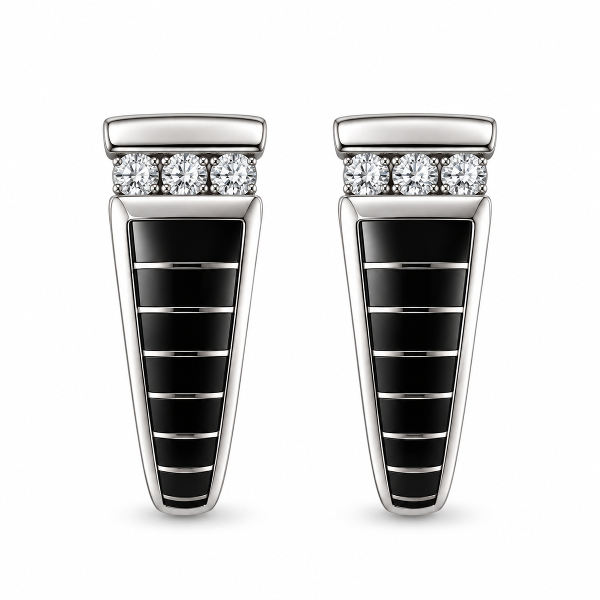 Kabana 14K White Gold Black Onyx Diamond Earrings