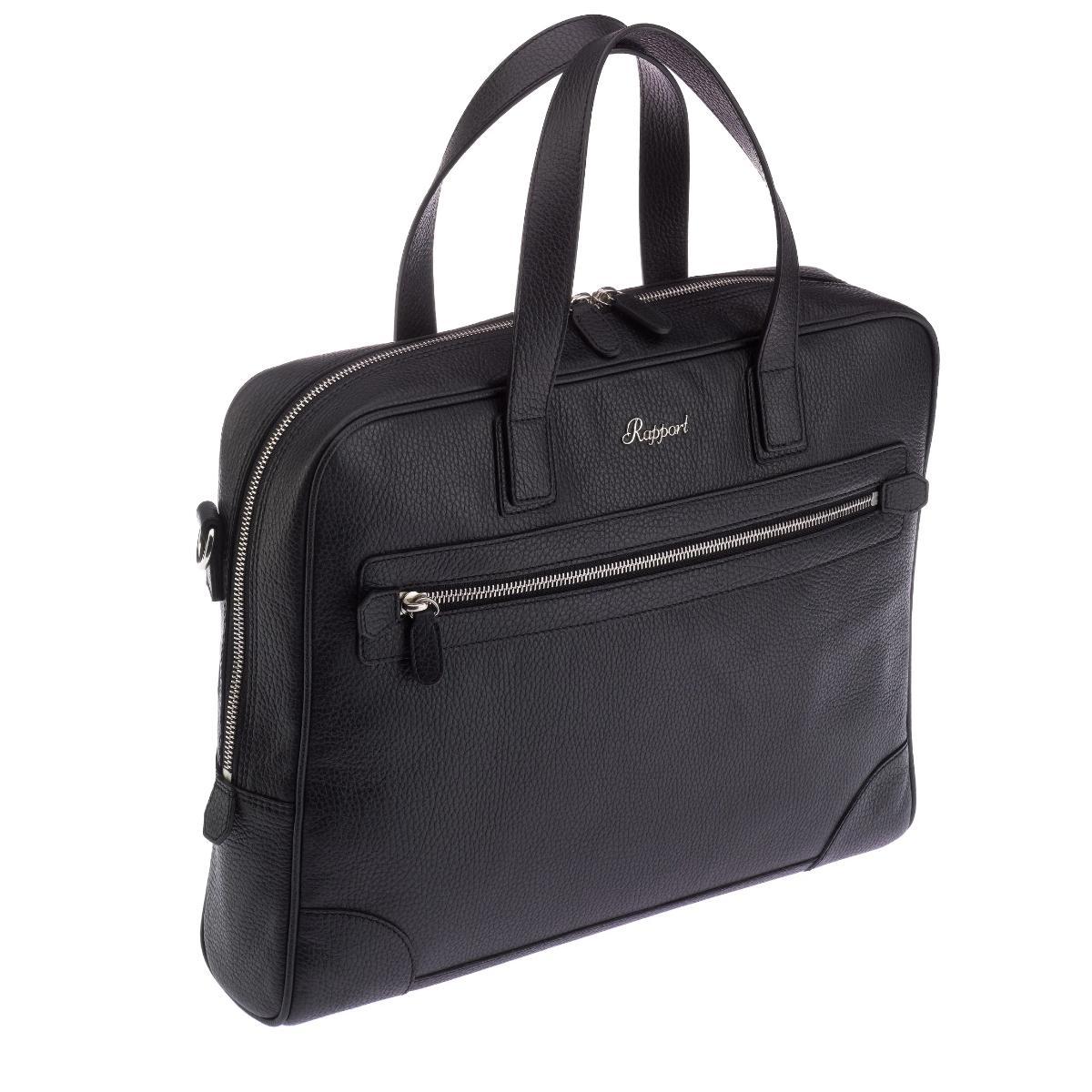 Rapport London Berkeley Leather Laptop Briefcase in Black