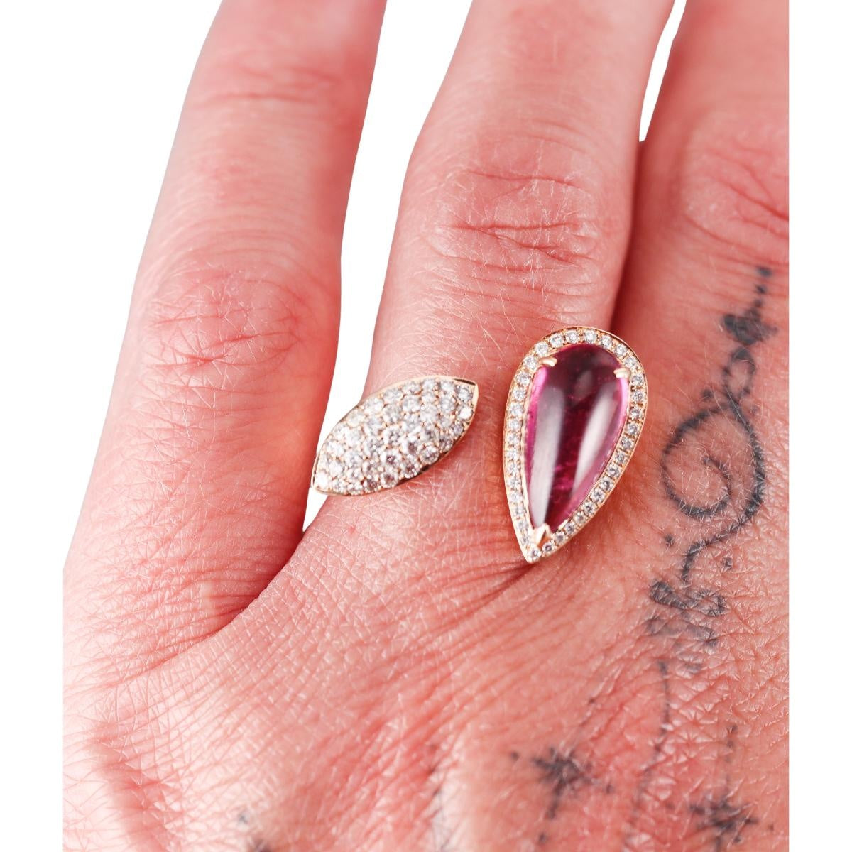 Toi et Moi 18K Gold Pink Tourmaline Diamond Ring