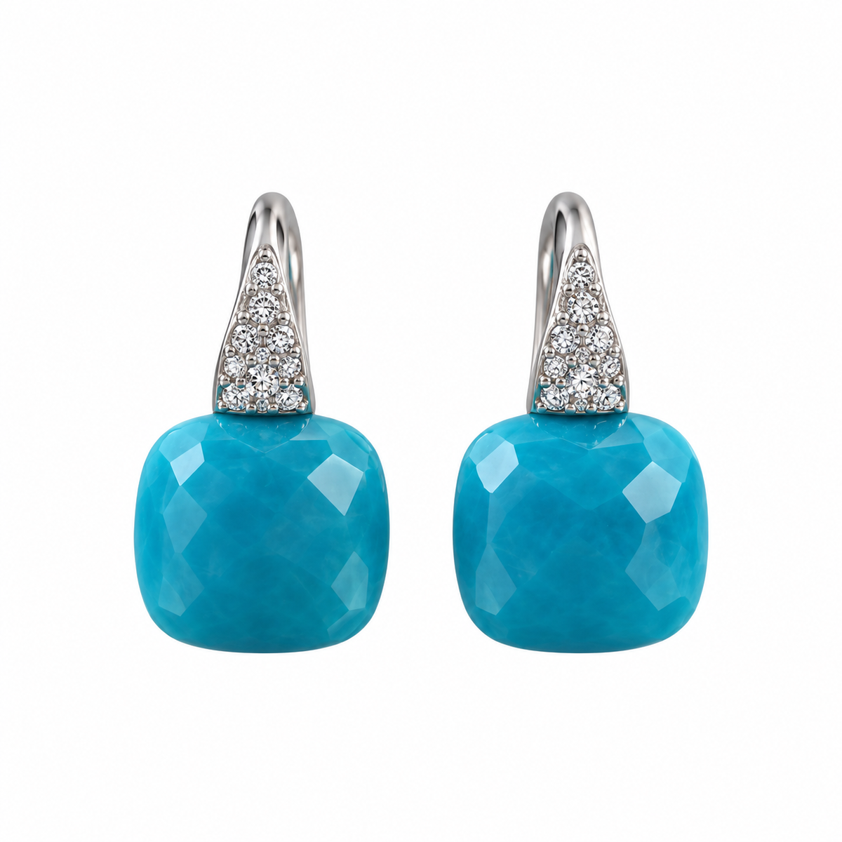 Pomellato Capri 18k White Gold Turquoise Diamond Earrings