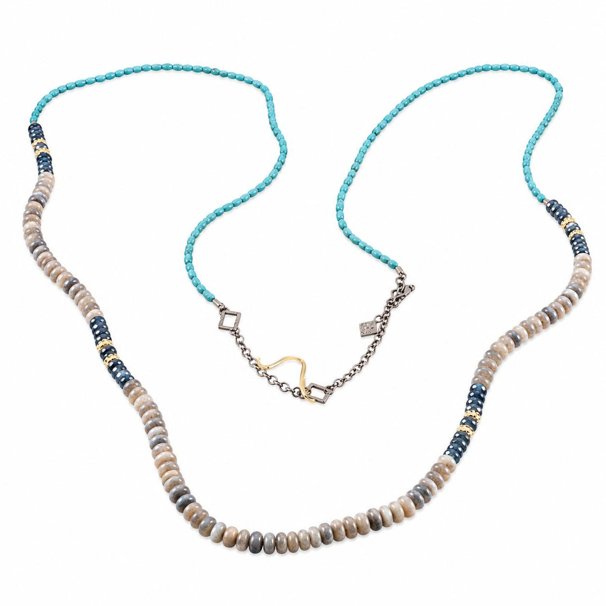 Armenta Old World Gold Sterling Silver Turquoise Boulder Opal Bead Necklace