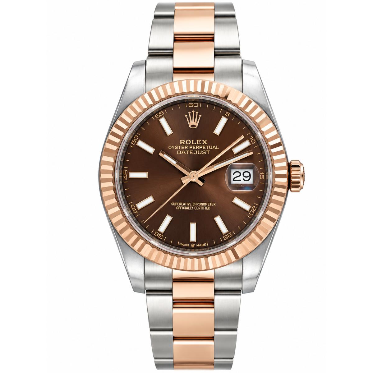 Rolex Datejust 41 Chocolate Dial Two Tone Rose Gold Steel Watch ref. 126331