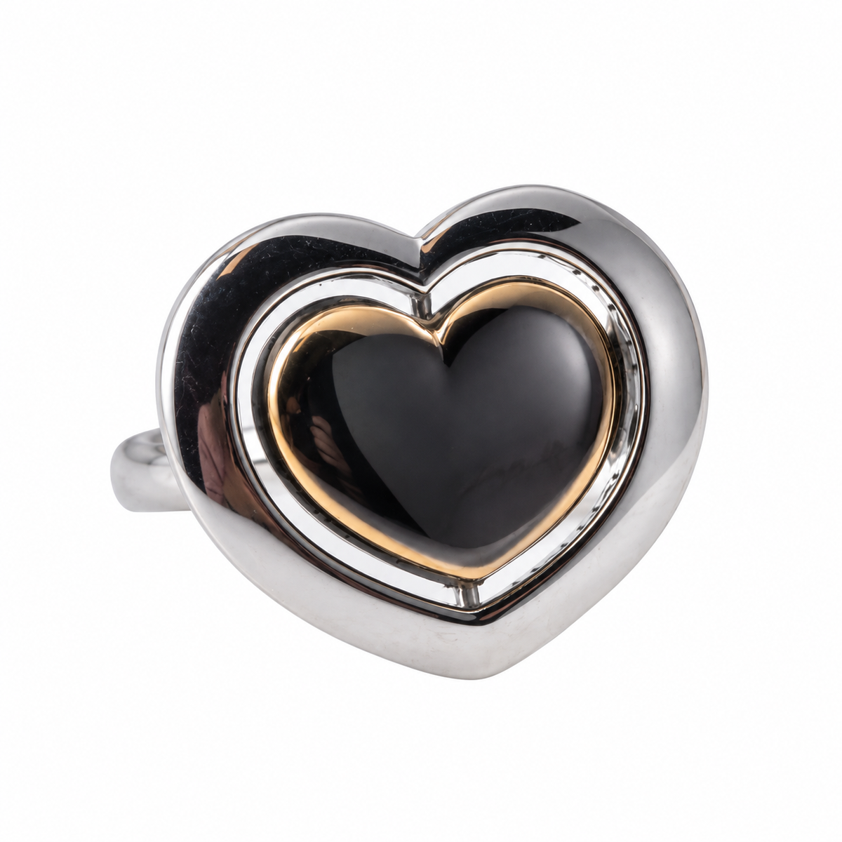 Mimi Milano Onyx Gold Flip Top Heart Ring