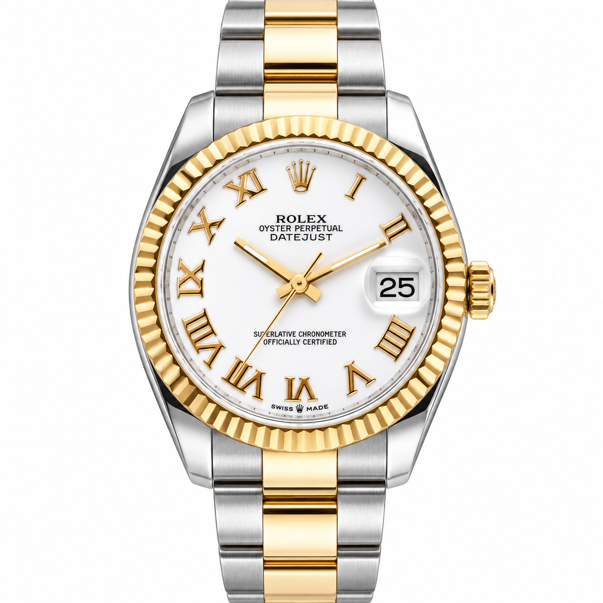Rolex Datejust 31mm 18k Gold Steel Roman Dial Automatic Watch 178273