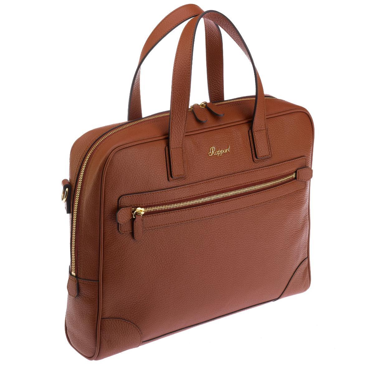 Rapport London Berkeley Leather Laptop Briefcase in Tan