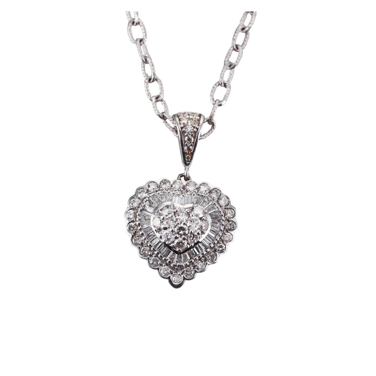 White Gold Platinum Diamond Pendant Necklace
