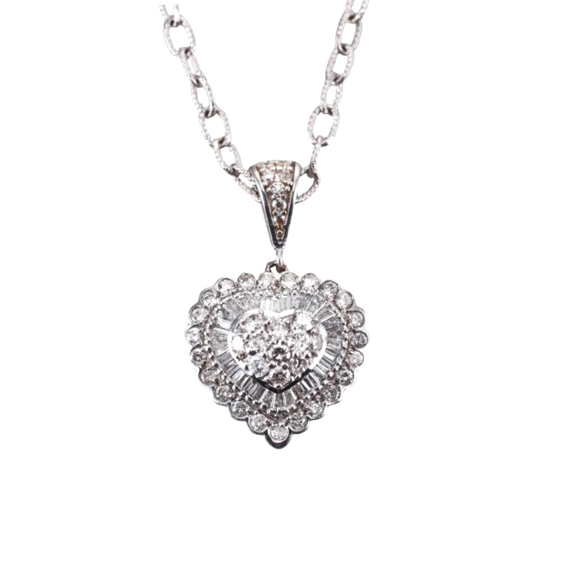 White Gold Platinum Diamond Pendant Necklace
