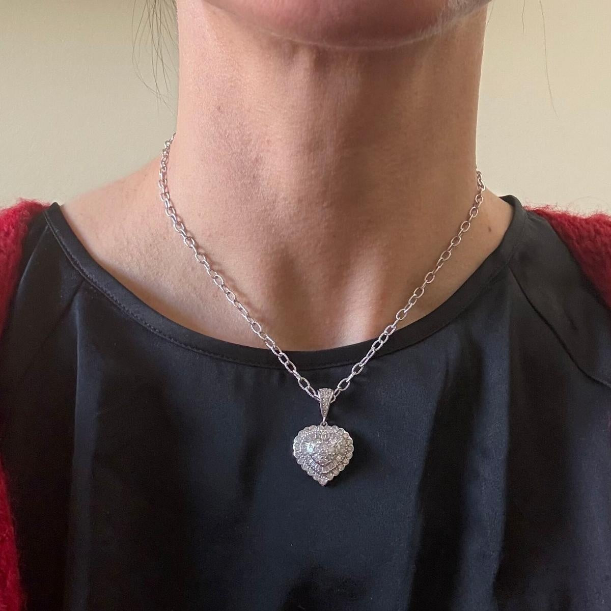 White Gold Platinum Diamond Pendant Necklace