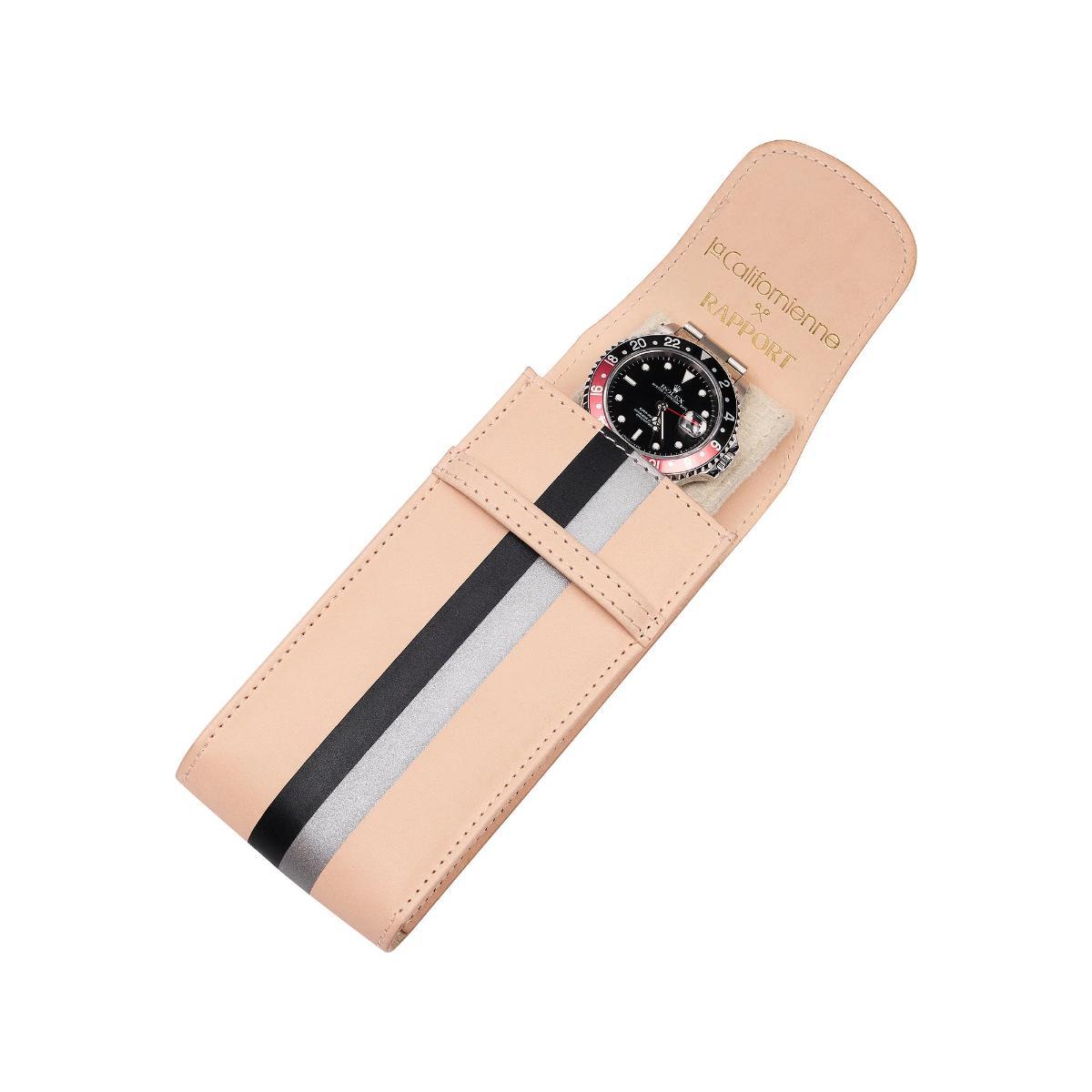 Rapport London X La Californienne Vegan Leather Watch Pouch in Black/Silver