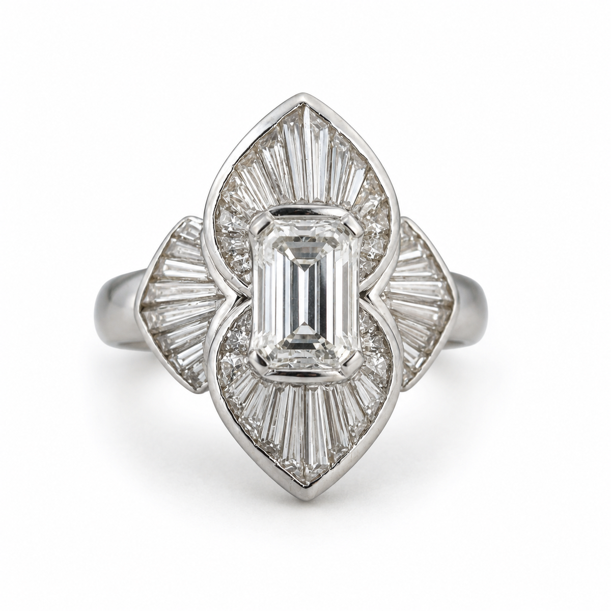 EGL 1.70ct VS1 H-I Emerald Cut Diamond 18k Gold Engagement Ring