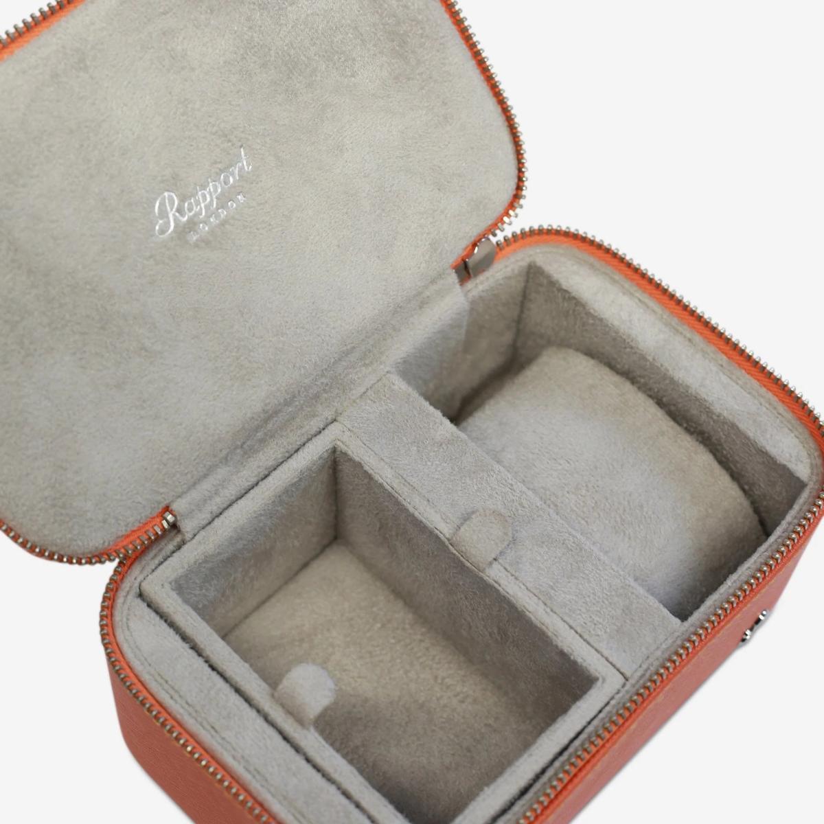 Rapport London Via Leather Watch & Accessory Zip Case in Orange