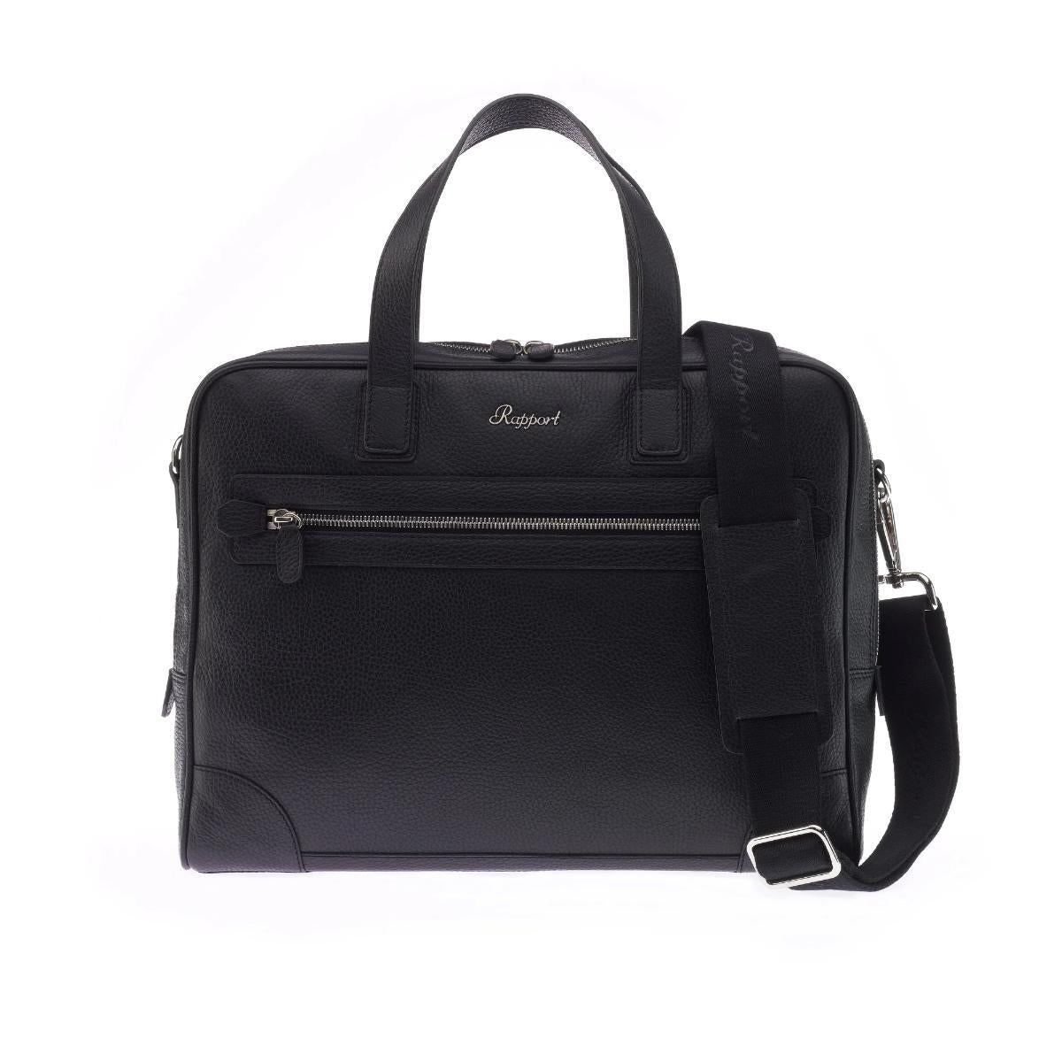 Rapport London Berkeley Leather Laptop Briefcase in Black