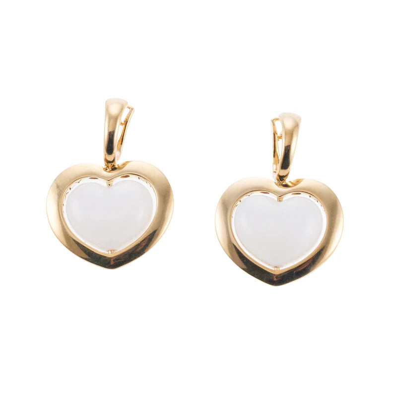 Mimi Milano White Quartzite Gold Heart Earrings