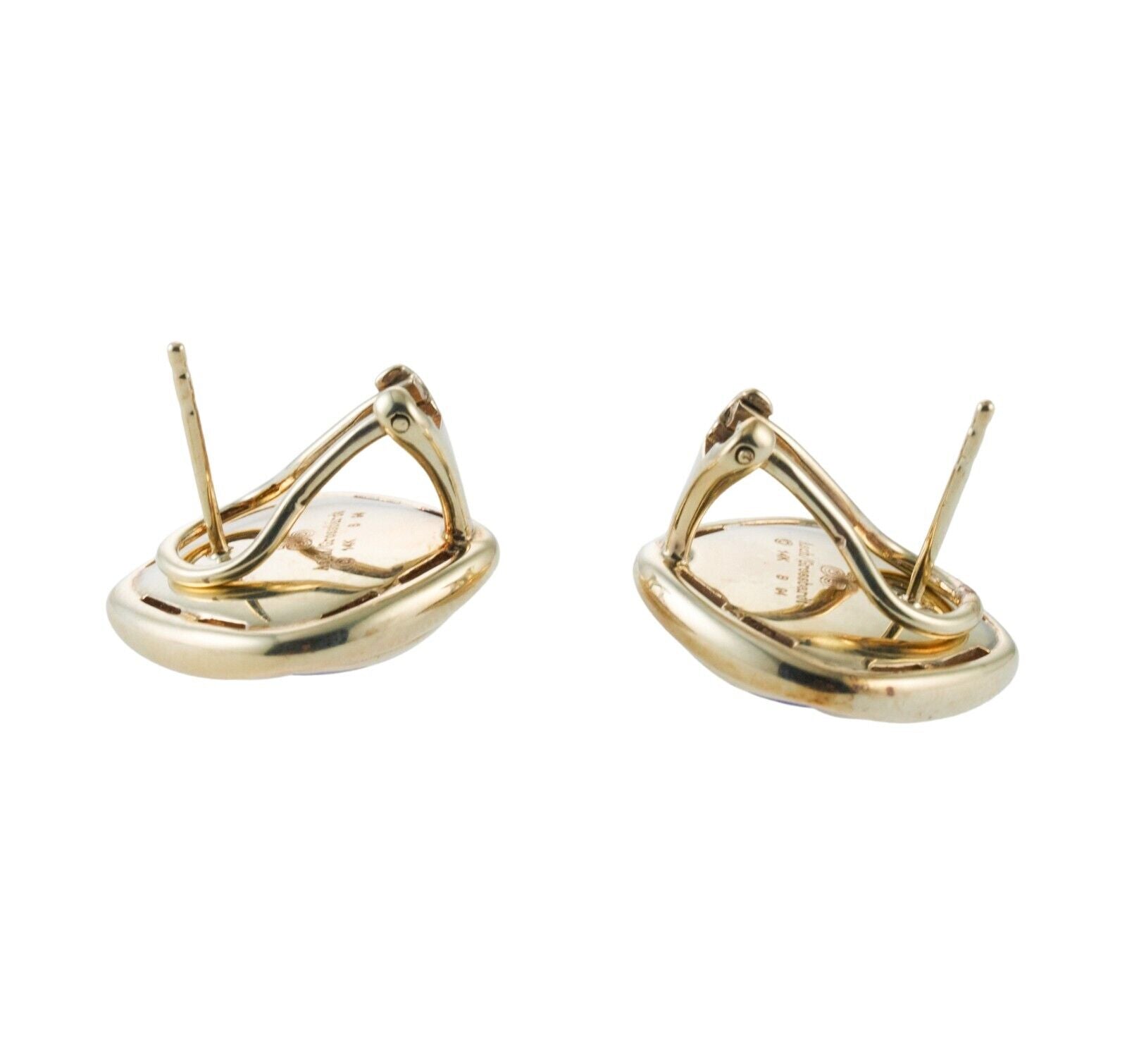 Asch Grossbardt MOP Onyx Lapis Coral Malachite Inlay Gold Earrings