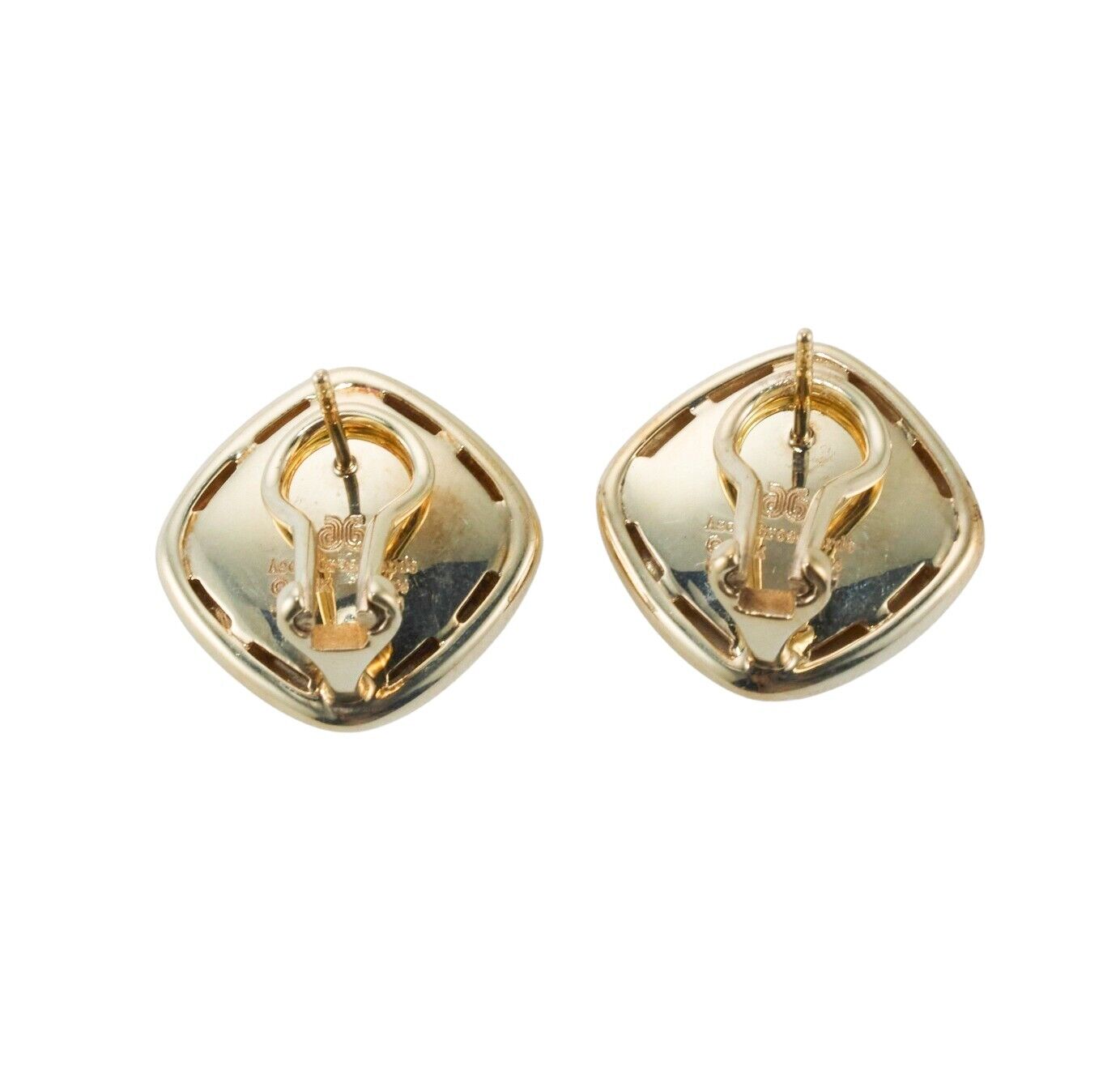 Asch Grossbardt MOP Onyx Lapis Coral Malachite Inlay Gold Earrings