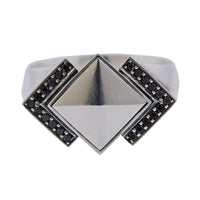 Georg Jensen Nocturne Black Diamond Sterling Silver Ring OG-1927