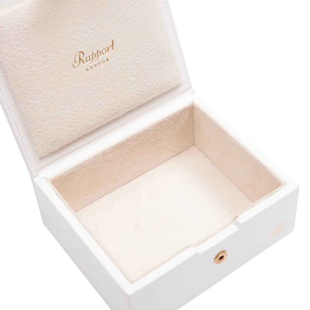 Rapport London Tuxedo Collection Leather Trinket Box in White