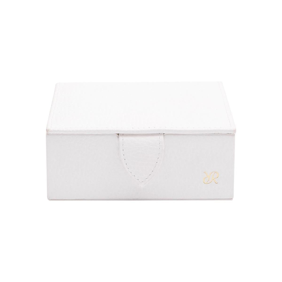 Rapport London Tuxedo Collection Leather Trinket Box in White