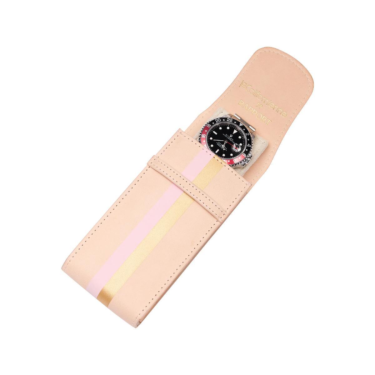 Rapport London X La Californienne Vegan Leather Single Watch Pouch in Pink/Gold